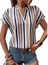 Hauts pour femmes Blouses nouveau 2025 été décontracté mode rayé imprimé col en v à manches courtes chemise élégante femmes dessus de chemise Streetwear