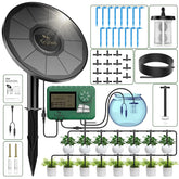 Solar drip irrigation system kit for garden plants with display screen, DIY automatic travel watering timer, state-of-the-art