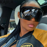 Lunettes de soleil surdimensionnées Punk Shield pour femmes et hommes, grande monture, marque de luxe, masque Steampunk, lunettes de sport pour dames, UV400, 2025