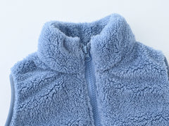 Boys' Solid Color Zip-Up Trench Coat, Children's Winter Coat