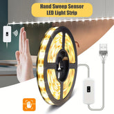 LED Strip Light with Ripple Sensor and Hand Swipe, Backlighting for TV, Kitchen, Under Cabinet, DC 5V, USB 2835