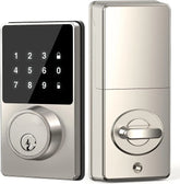 Serrure intelligente avec mot de passe, serrure de porte d'entrée sans clé avec claviers à écran tactile, facile à installer, déverrouillage par application, 50 codes utilisateur