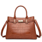 Famous brand women's handbags, high quality crocodile stripe three-piece designer shoulder bag/tote bag