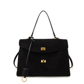 Luxury women's handbag, coffee purple, advanced brand, simple, frosted suede tote, suburban travel shoulder bag