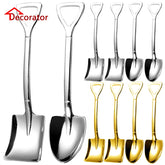 Ensemble de 4 pièces de cuillères à pelle et à pointe en acier inoxydable, cuillère à café, à thé, à la crème glacée, à Dessert, couverts, ensemble de vaisselle, outils de cuisine