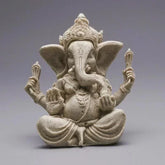 Statue d'éléphant de bouddha Ganesha en grès faite à la main, Sculpture pour la décoration de la maison et du salon