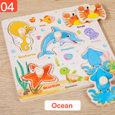 Montessori toys for babies, 3D wooden puzzle, cartoon design, animal intelligence, early learning educational toys for children