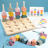Montessori wooden toys for children, color and shape matching puzzle game, colorful beads, educational cognition toys, gift for children
