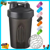 Bouteille Shaker de sport de 400 ml – Tasse à boire extérieure portable avec boule de mélange en acier inoxydable et marquages de mesure