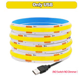 5V USB LED Strip Light, 320 LEDs/M COB, Dimmable Touch Sensor Switch/Push Switch, DIY, TV Mirror, Backlighting, Night Light for Room