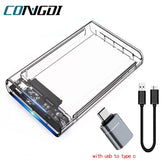 Boîtier de disque dur USB 3.0, boîtier de disque dur SATA SSD de 2.5 pouces avec vitesse de transfert de 5Gbps, boîtier externe Mobile, câble de boîtes de disque dur