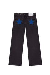 Spanish street fashion ONE DILEMMA Style Rivet five-pointed star pattern white jeans women's autumn straight slim pants