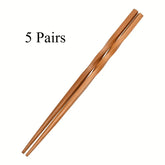 Set of 5 pairs of natural bamboo chopsticks, Chinese style chopsticks, pointed chopsticks for home use, kitchen utensils