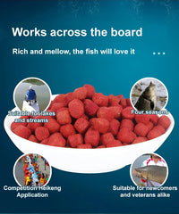 Fishing bait in pellet form, animal protein, fresh and moist