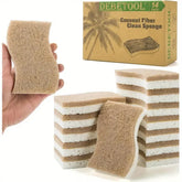 Éponge de cuisine naturelle en Cellulose et noix de coco, 6/12 pièces, pour la vaisselle, paquet d'éponges de nettoyage ménager blanches