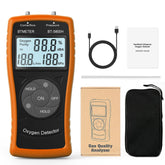 Portable ultrasonic oxygen measuring instrument for detecting the output concentration, flow rate, and pressure of a PSA oxygen generator.