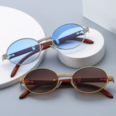 Lunettes de soleil rétro Imitation Grain de bois pour hommes et femmes, ovales, tendance, Protection Uv, nouvelle collection