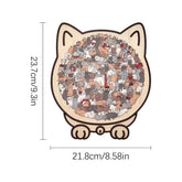 Colorful 135-piece wooden cat-shaped puzzle with cat frame and ornaments; wooden puzzle; children's gift