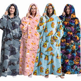 Sweat-shirt à capuche d'hiver pour femmes et hommes, pull polaire géant TV, couverture surdimensionnée avec manches, vêtements citrouille d'halloween pour adultes