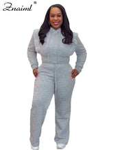 Znaiml Grey Women's Sport Two-Piece Winter Outfit: Hoodie Top and Wide-Leg Pants Tracksuit Streetwear Sportswear 2025