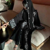 Dubai Abaya Large Kaftan Embroidery Hijab Luxury Beaded Muslim Abaya for Women French Dress Gold Embellished Open Abaya