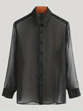 Men's thin black shirts, casual and breathable top, sleepwear, summer