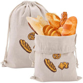 Sacs à pain en lin réutilisables avec cordon de serrage, grand rangement lavable, accessoires alimentaires, sac de rangement du pain, organisateur de cuisine non blanchi à la maison