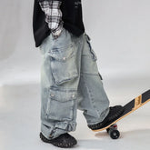 Jean ample à jambes larges pour garçons, pantalon de travail pour enfants moyens et grands, coupe confortable, printemps-automne