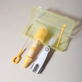 4-in-one baby bottle cleaning set, portable silicone pacifier brush, straw brush, 360-degree rotating bottle rinser