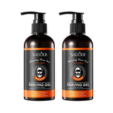 2-piece men's painless, clean, moisturizing, smooth beard care shaving gel. Non-irritating, softens sideburns and beard hair.