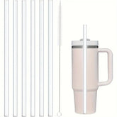 Reusable replacement straw with brush for books, clear plastic, compatible with Stanley 40 oz and 30 oz tumblers, 6 pieces, 30cm
