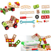 Montessori educational toys for children, plastic and wood toolbox, simulation play set, nut and screw assembly, simulation carpenter's tool