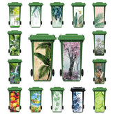 Autocollant imperméable en PVC pour poubelle d'extérieur, plantes tropicales, art mural, autocollants pour poubelle, pingouin et cuir chevelu