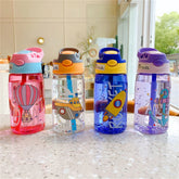 Bouteilles d'eau pour enfants de 480Ml, gobelets d'alimentation créatifs de dessin animé avec pailles et couvercles, anti-déversement, portables pour tout-petits