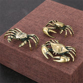 Figurines de crabe en laiton pur, Mini Statue d'animal pour bureau, salon, Figurines miniatures d'animaux antiques, décoration de maison