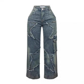 Jean Long décontracté à jambes droites et amples pour femme, pantalon en Denim à pompon étoile, confortable, coupe ample, nouvelle collection automne hiver