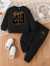 Printemps bébé filles vêtements ensemble enfant garçon '23' imprimé sweats pull haut et pantalon 2 pièces costume enfants mode survêtements