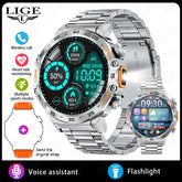 LIGE 2025 Smartwatch for Men, Sport Watch with LED Flashlight, 360*360 Ultra HD Screen, Waterproof, Fitness, Bluetooth Calling, Men's Smartwatch