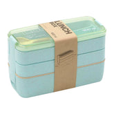 900ml Bento Box for Kids, 3 Stackable Lunch Boxes, Leakproof, Portable Food Container, Wheat Straw, Food Storage Box, Dishwasher Safe