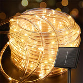 Solar string lights, outdoor tube rope lights, waterproof tube lights for outdoor home, garden, parties, and decorations. LED outdoor lights.