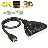 Commutateur compatible HDTV 4K x 2K, 3 ports, commutateur vidéo 3D, séparateur KVM, 3 entrées, 1 Port de sortie Hub pour Xbox, PS4, DVD, PC, ordinateur portable, TV