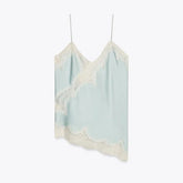 Summer Women's Halter Neck Satin Lace Spliced Tank Backless Deep Neck Sexy Vest Irregular Hem Dresses 2025 Lady Holiday Sexy Tops