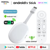 Android TV Stick Smart 4K Home cinéma Mortal Q2 ultra AllwinnerH313 Netflix YouTube Wifi6 Bluetooth Chromecast télécommande vocale