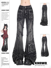 Jean Baggy Cargo gothique noir pour femmes Y2K American High Street 2000S Harajuku esthétique Vintage jean pantalon vêtements