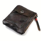 Portefeuille en cuir de vache pour hommes, portefeuille en cuir véritable pour hommes, portefeuille minimaliste, porte-carte de crédit, pochette pour écouteurs