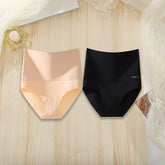 2-piece set of women's high-waisted panties, body shaping underwear, breathable, comfortable briefs, solid color underwear.