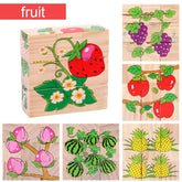 Six-sided painted wooden puzzle, three-dimensional traffic animal building blocks, TMZ Montessori early education toys