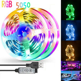 5V RGB 5050 LED strip light, 3-key control, color-changing light strip, suitable for decorating TV rooms, 16 million RGB colors