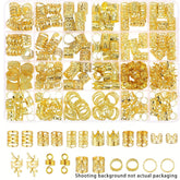 Ensemble d'accessoires pour cheveux en alliage unisexe, style bohème élégant, motifs creux et perlés, forme ronde, bijoux de cheveux décoratifs, 280 pièces