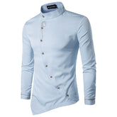 Gothic Men's Shirts, Irregular Button Shirts, Elegant Embroidery, Social Dress Shirt, Men's Streetwear Clothing, Tops